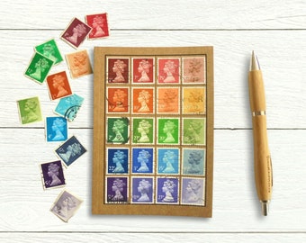 British Stamp Rainbow Notebook - Machin Collector Gift