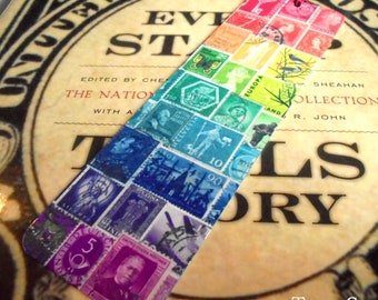 Rainbow - Aluminium Bookmark with Postage Stamp Print