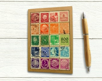 Germany Postage Stamp Notebook, upcycled postal history gift