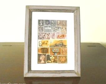 Abstract Landscape Collage - Framed or Unframed Postage Stamp Art