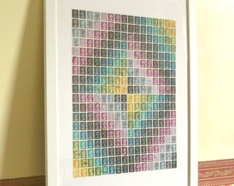 Kaleidoscopic Postage Stamp Art - Framed Wall Art, British Machin stamps