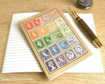 A6 British Travel Notebook, Rainbow vintage stamp collection