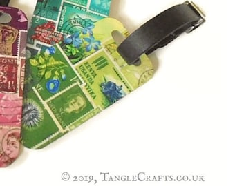 Tonal Postage Stamp Luggage Tag - choice of 4