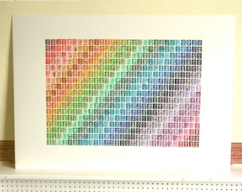 Rainbow Ombre Wall Art - Large British Stamp Collage (made to order)