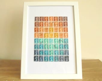 Orange Blue Sunset, Machin Postage Stamps - Framed British Stamp Wall Art