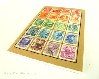 Italy Postage Stamp Notebook, A6 Travel Journal