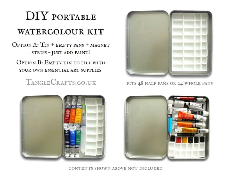 DIY Travel Palette Tin for Watercolours Turquoise Teal Print Etsy UK