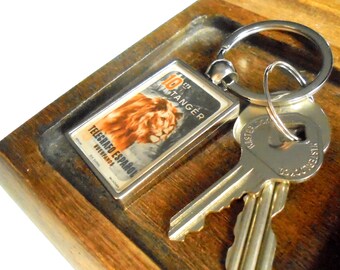 Lion Keyring - upcycled 1955 Tangier charity stamp