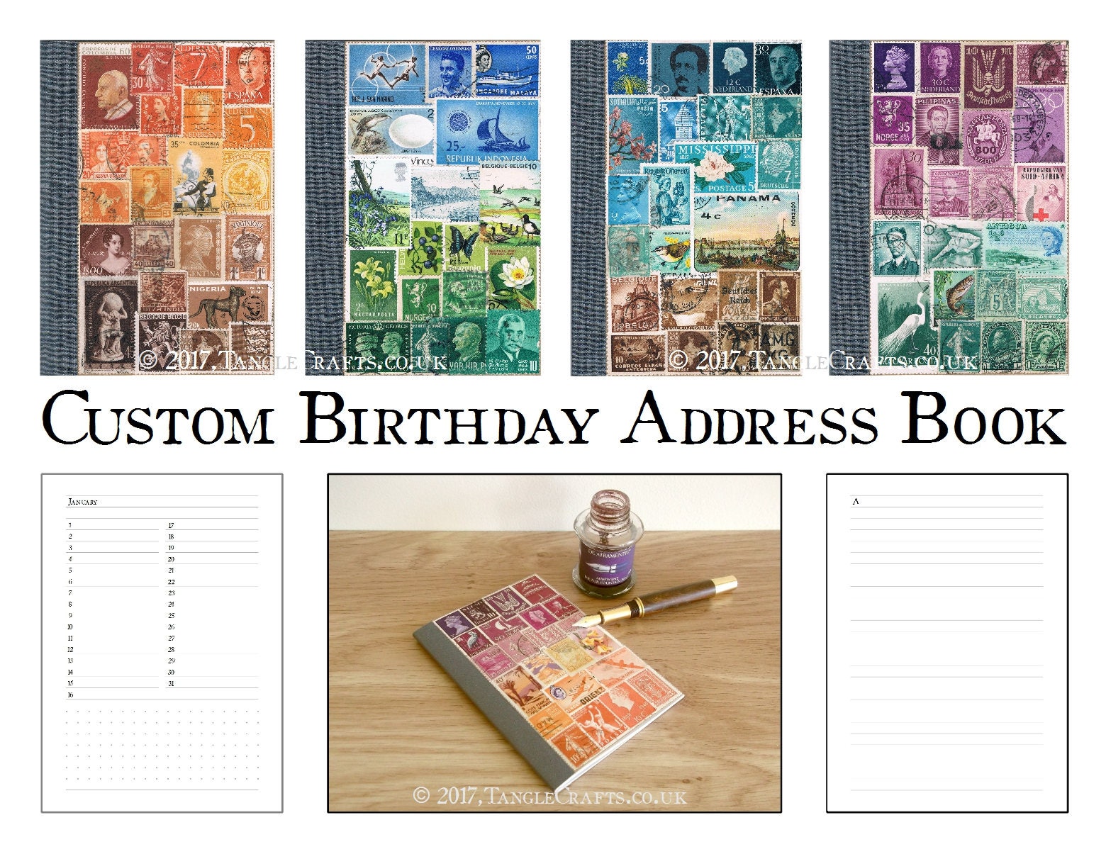 Address Book Birthday Book Custom Colour Postage Stamp Gift Etsy Denmark