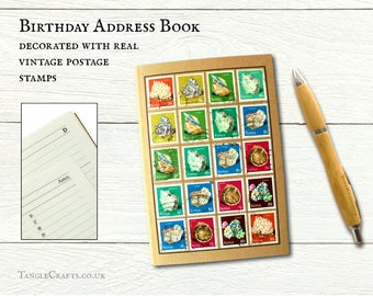 Gemstone Minerals Address Book - upcycled 1977 Kenya postage stamps