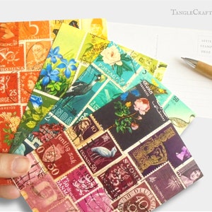 Briefmarken Postkarten-Set - Mixed Tonal Card Designs | bunte Stempel-Kunstdruck-Sammlung, Vintage-Post-Design | Postcrossing Zubehör
