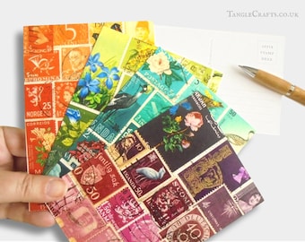 Tonal Postcard Set - Mixed Postage Stamp Designs