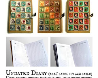 Vintage Wildlife Date Free Diary with optional 2026 label set