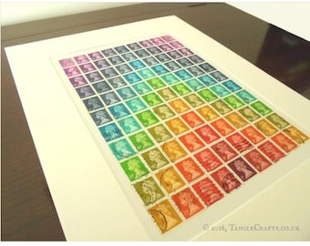 Stamp Art Rainbow Chevron - Unframed with Mount, Ready to Frame
