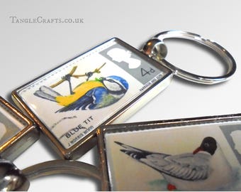 Blue Tit - made with real 1966 British postage stamp