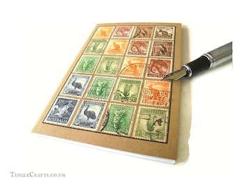 Vintage Australian Wildlife - Stamp Album Style Travel Notebook