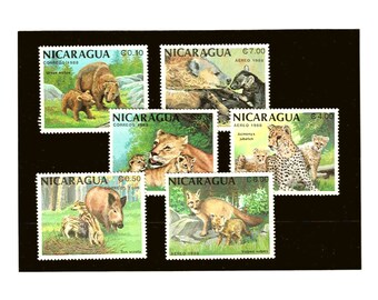 Wild Animal & Cubs Postage Stamps - Part Set Nicaragua 1988