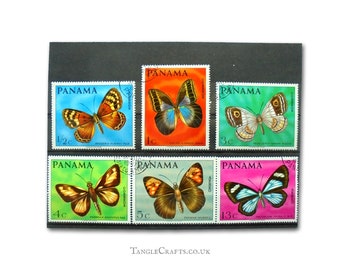 Colourful Oversized Butterfly Postage Stamps - Panama 1968