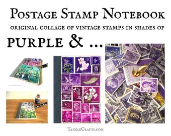Purple Postage Stamp Notebook Journal, custom colour collage