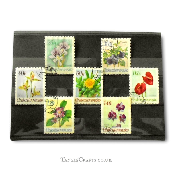 Botanical Garden Flowers postage stamp set, Czechoslovakia 1967 | exotic tropical floral selection | postal stamps collection for crafting