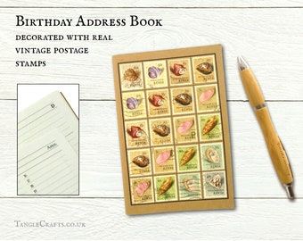 Shell Collector Address Book - upcycled 1971 Kenya postage stamps