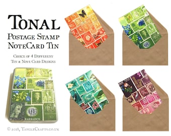 Tonal Collection Gift Tin - Mixed Set of Colourful Stamp Art Note Cards