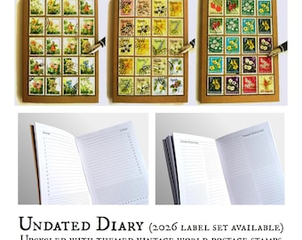 Vintage Floral Undated Diary with optional 2026 label set