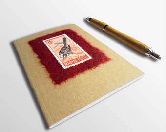 Longtailed Tit Notebook - Upcycled 1966 stamp from Hungary