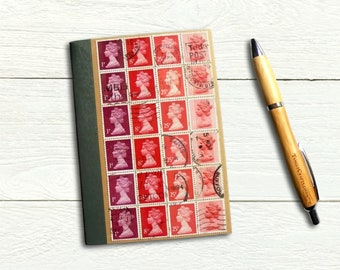 Red Ombre Notebook - British Machin Stamps Ruled Journal