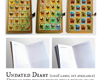 Butterflies - Undated Diary with optional 2026 label set