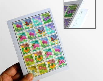 Flowers & Bugs Address Book + Notebook Upcycled with Real Japanese Stamps