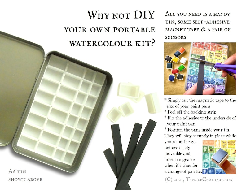 DIY Travel Palette Tin for Watercolours Turquoise Teal Print Etsy UK
