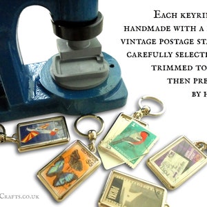 Flowers & Medicinal Plants Keyring choice of vintage botanical designs Floral postage stamp keychain campanula cornflower gentian iris image 9