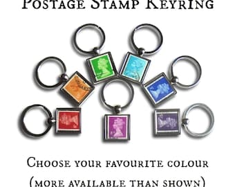 Machin Stamp Keyring - choice of colours - upcycled British definitive