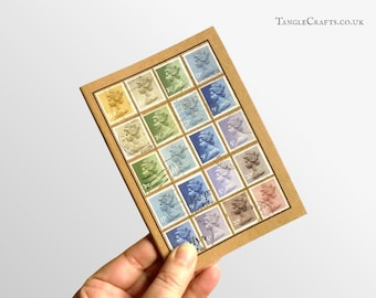 Muted Colour Notebook - Upcycled Machin Stamps Ruled A6 Travel Journal
