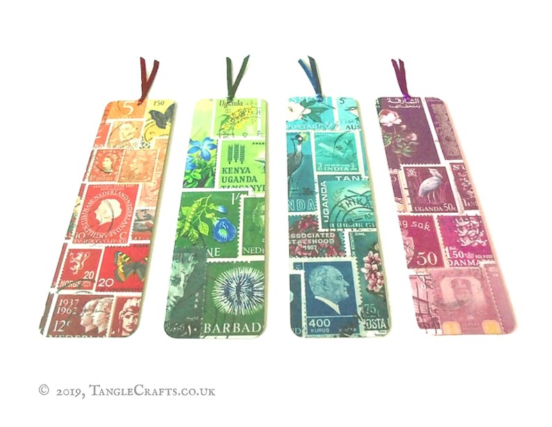 bookmark set rainbow stamp art print aluminium bookmarks
