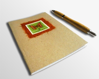 Tortoiseshell Butterfly Notebook - Upcycled 1967 vintage stamp from Poland