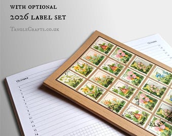 Floral Undated Diary with optional 2026 label set, decorated with 1983 Kenya flower stamps