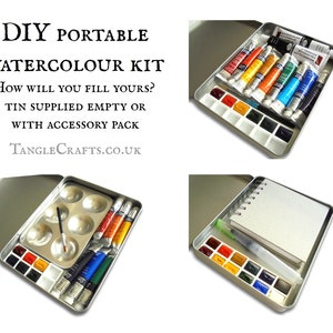 Empty watercolour tin, storage for paint pans, tubes etc DIY travel palette Choice of postage stamp prints, postal theme gift for artist image 5