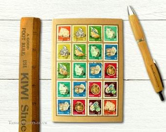Kenya Minerals Notebook - decorated with real postage stamps from 1977