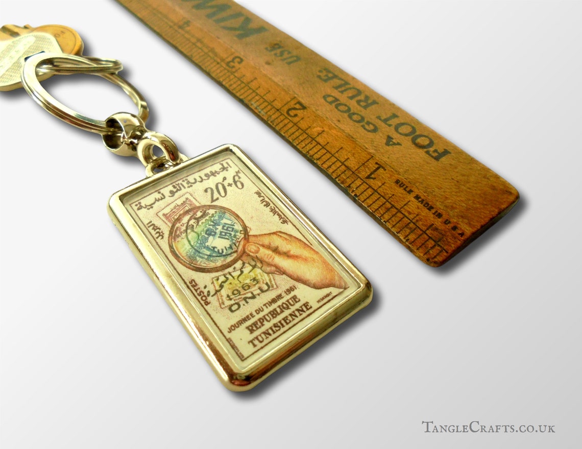 Stamp Collector Keychain Real Vintage Postage Stamp Keyring Etsy UK