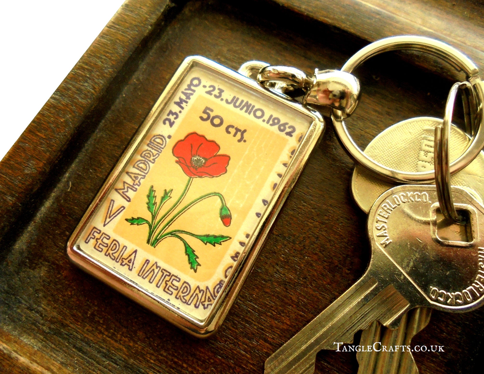 Red Poppy Keychain Upcycled Vintage Advertising Ephemera - Etsy