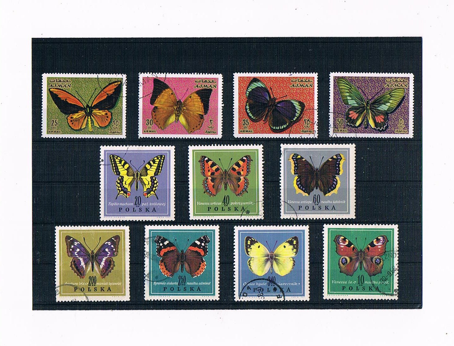 Butterfly Postage Stamp Selection part sets from Poland 1967 & Ajman 1971