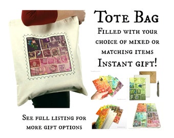 Purple Heather Postal Gift Bag Set - Eco tote, storage tin, notebook, card & more