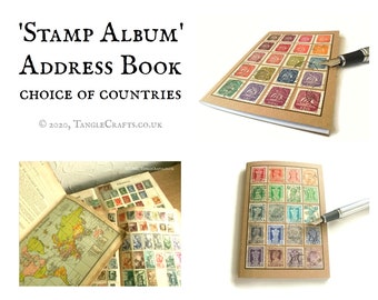 Rainbow address book, choice of countries • stamp album style cover