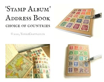 Rainbow address book, choice of countries • stamp album style cover