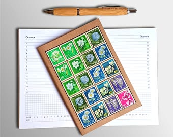 Japan Flowers Undated Diary with optional 2026 label set