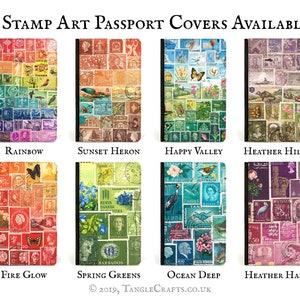 Rainbow Passport Holder Colourful Postage Stamp cover with inner card slots & pockets Optional matching travel notebook or luggage tag image 9