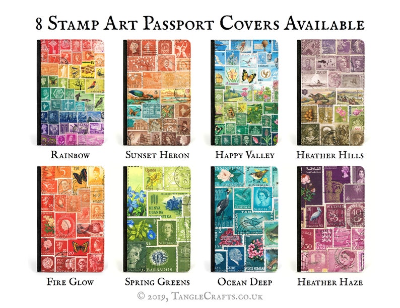 Rainbow Passport Holder Colourful Postage Stamp cover with inner card slots & pockets Optional matching travel notebook or luggage tag image 9