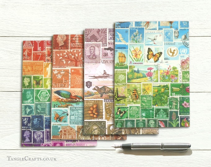 Featured listing image: Landscape letter writing set, eco friendly recycled paper, postage stamp art print